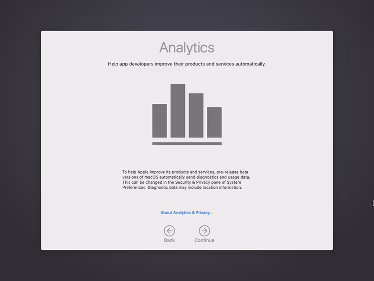 Configurazione dell'invio automatico dei dati diagnostici ad Apple