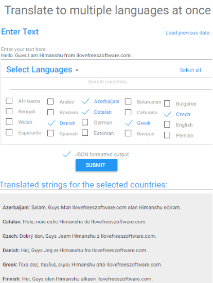 Как перевести текст на несколько языков одновременно