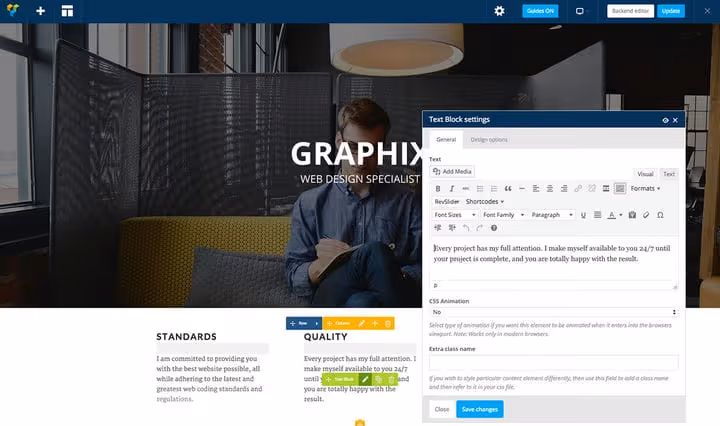 WPBakery Page Builder liides WordPressi administraatoris