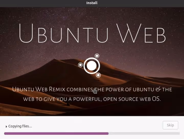 Прогрес встановлення Ubuntu Web на жорсткий диск