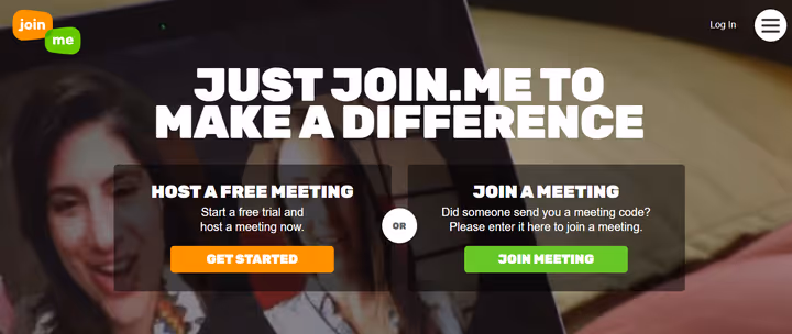 Join.me konferansegrensesnitt med deltakere