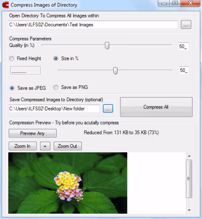 Minimalist Mass Image Compressor interface with quality slider