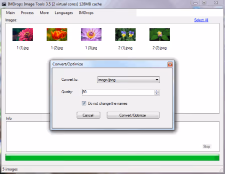 Batch converter Image Tools with format and quality selection