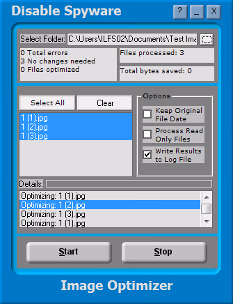 Saved space statistics in DS Picture Optimizer after compression