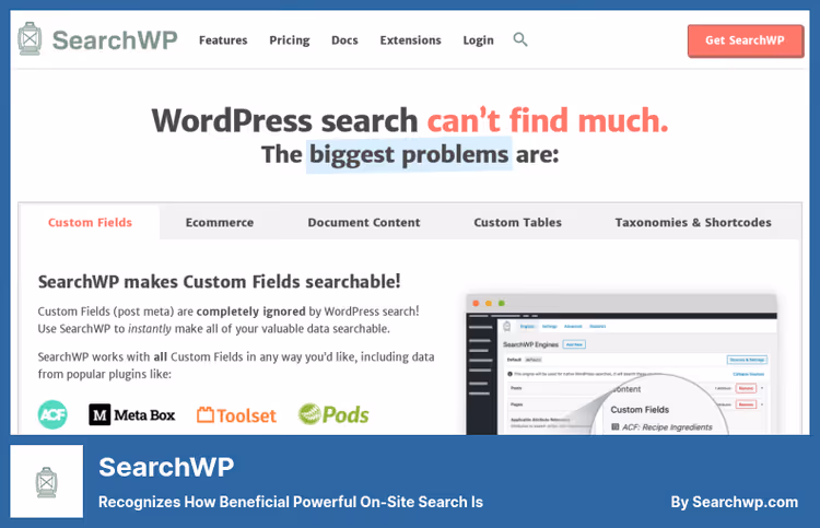 SearchWP search engine settings panel