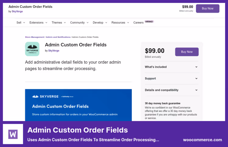 Additional fields in WooCommerce admin order card
