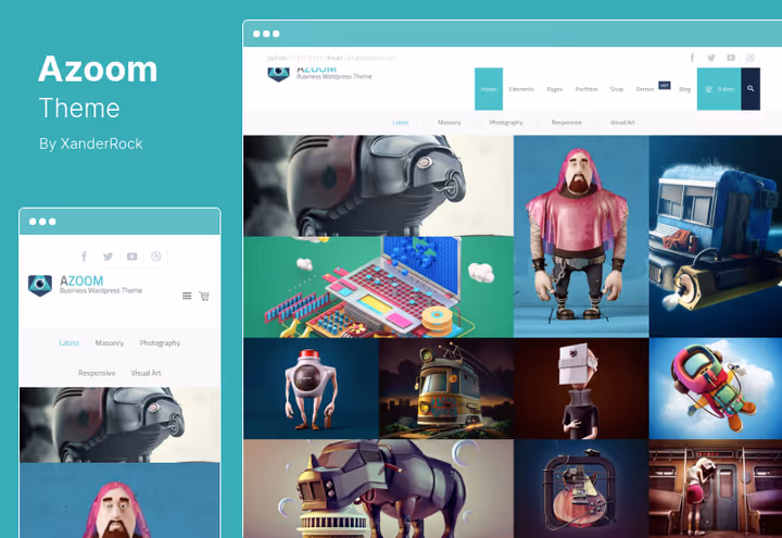 Demonstração de site no tema multipropósito Azoom com paralaxe