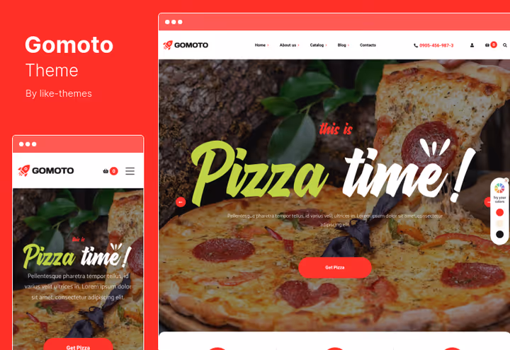 Gomoto theme, food delivery on Elementor with WooCommerce