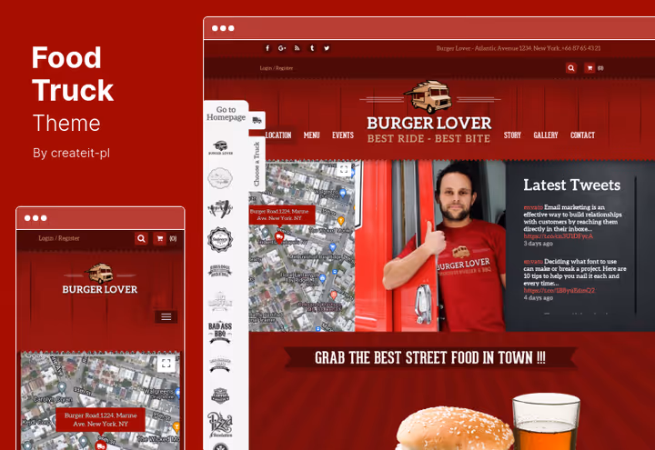 Food Truck theme, 20 styles for food truck and restaurant