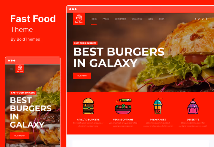 Fast Food theme, fast food with OpenTable reservations and menu types