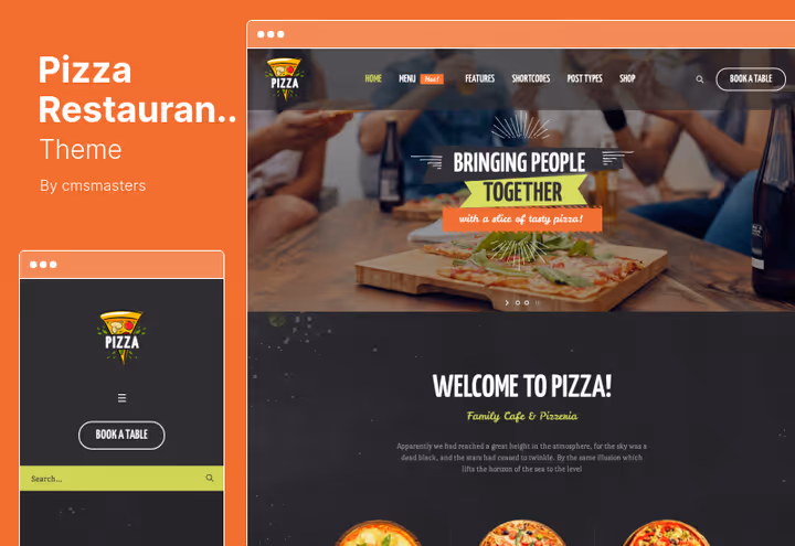 Pizza Restaurant theme, 100+ shortcodes and 4 menu styles