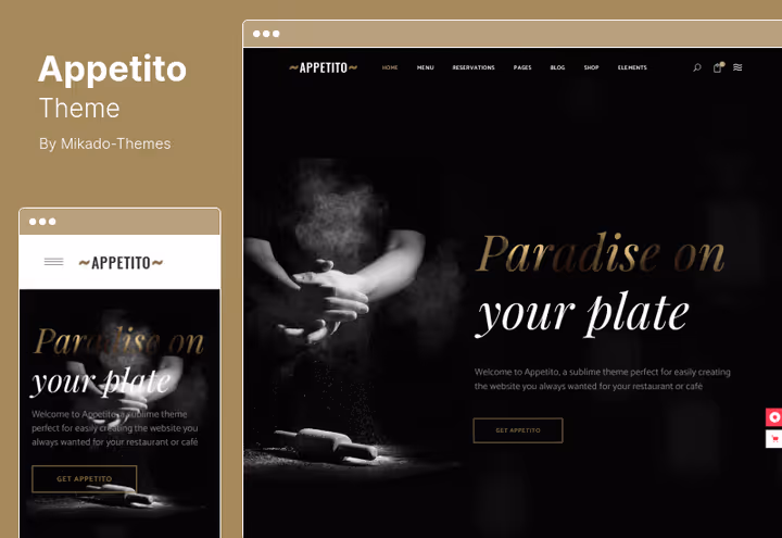 Appetito theme, 12 home pages and 7 internal templates