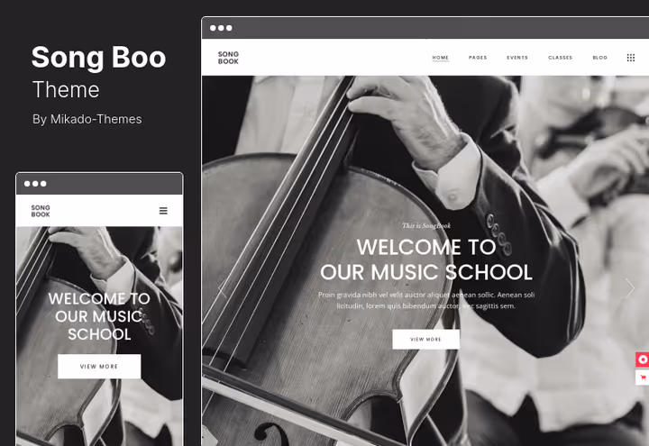 SongBoo-tema, musikkskole for førskolebarn med fargerikt design