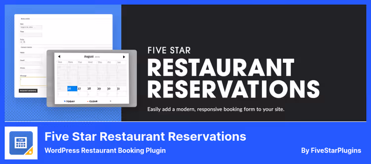 Formulário de reserva de mesa Five Star Restaurant Reservations