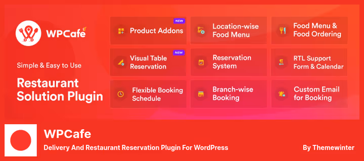 Painel de gestão de menus e pedidos WPCafe