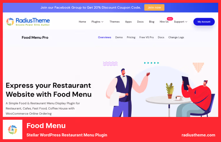 Layouts de menu com grelha de pratos e preços