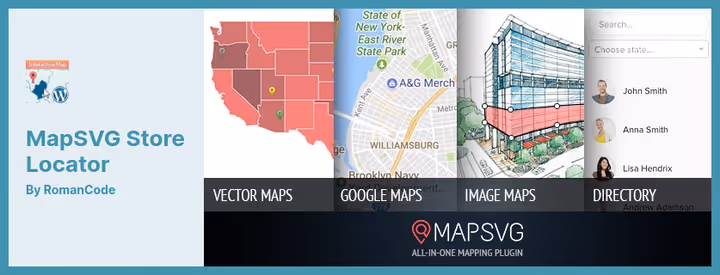 Mapa interativo com marcadores de locais MapSVG