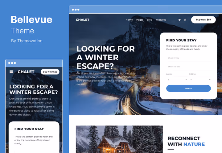 Bellevue theme, hotel with booking calendar