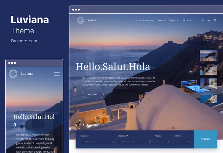 Luviana theme, hotel and hostel booking