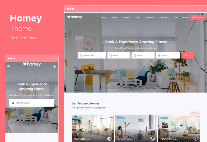 Homey theme, Airbnb-style booking