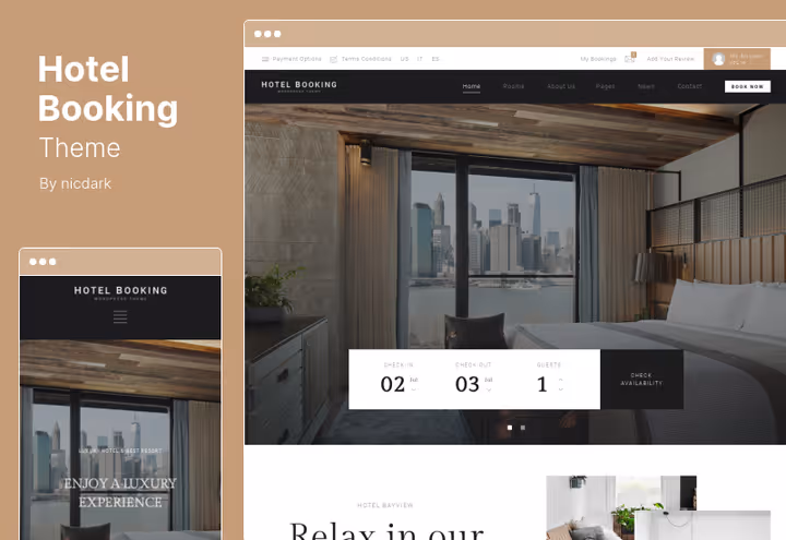 Hotel Booking theme, hotel and apartments