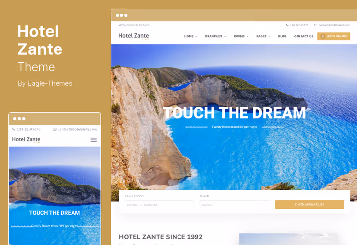 Hotel Zante theme, boutique hotel with Eagle Booking