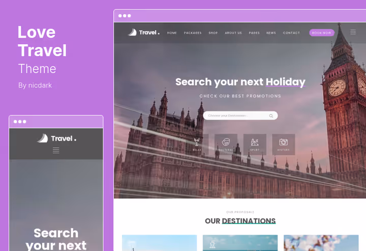 Love Travel theme, creative travel agency
