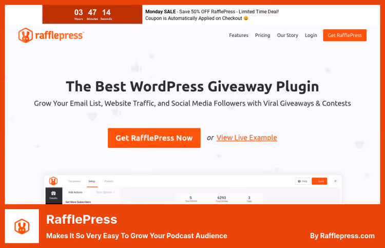 RafflePress contest builder in WordPress