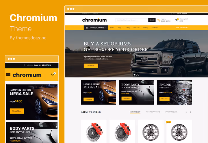 Chromium teema tooteleht Elementori ja WooCommerce'iga