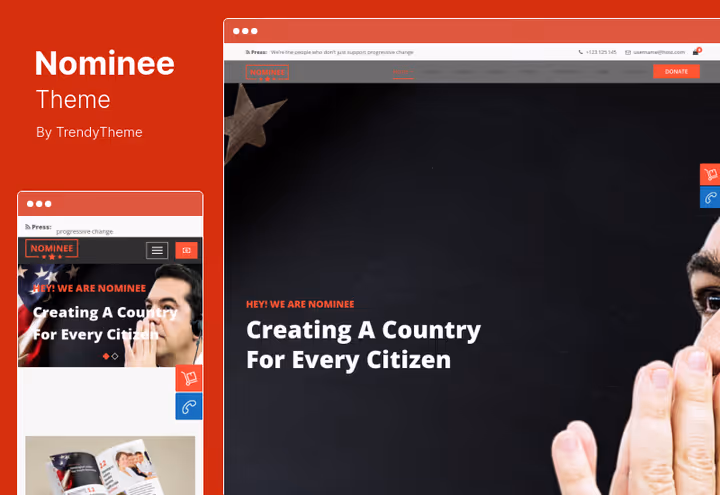 Nominee theme demo page with political candidate biography
