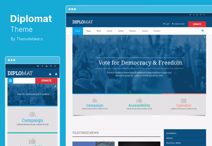 Diplomat theme layout with political blog
