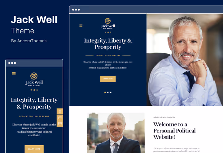 Jack Well theme template with election campaign and event calendar