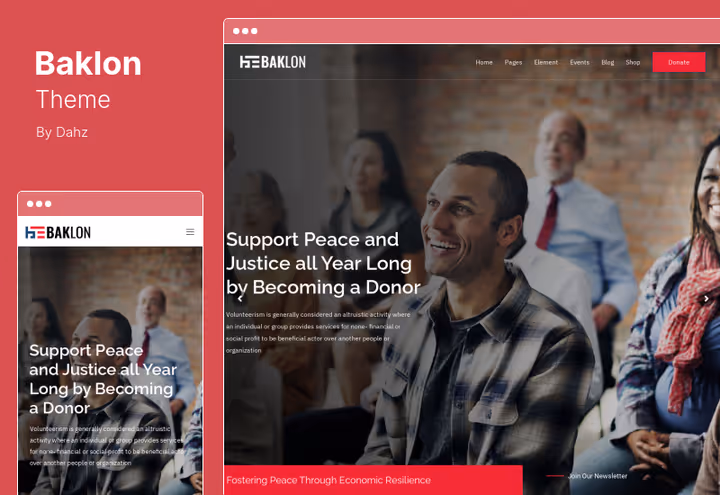 Baklon theme demo with NGO political site