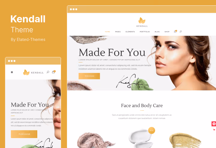Captura de ecrã do tema Kendall, spa e salão de beleza para WordPress