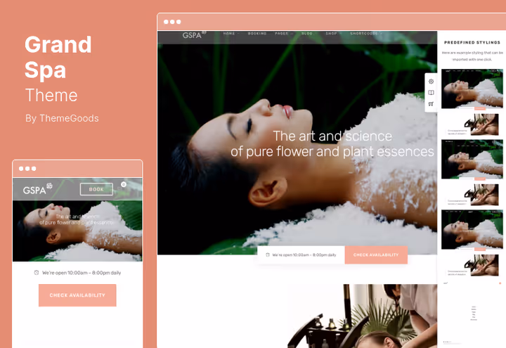 Captura de ecrã do tema Grand Spa, salão de massagens para WordPress