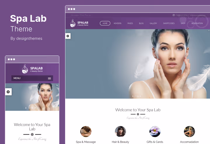 Captura de ecrã do tema Spa Lab, salão de beleza para WordPress