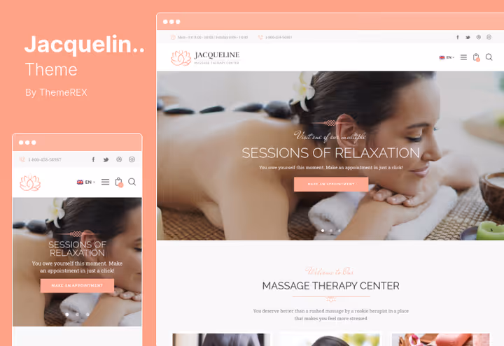 Captura de ecrã do tema Jacqueline, spa e massagem para WordPress