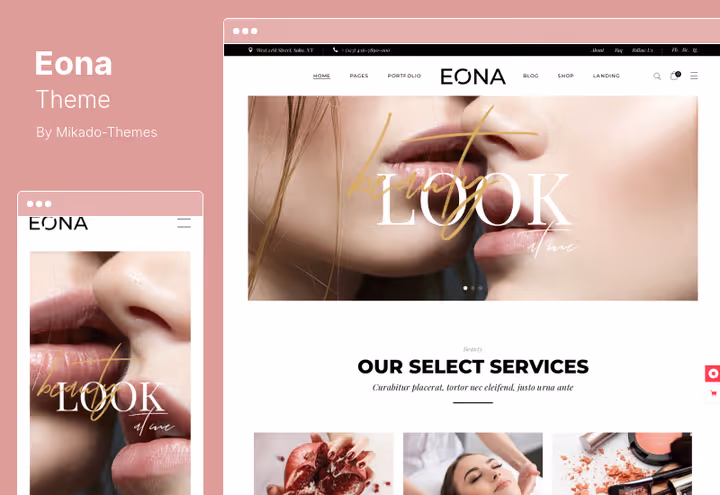 Captura de ecrã do tema Eona, moda e beleza para WordPress