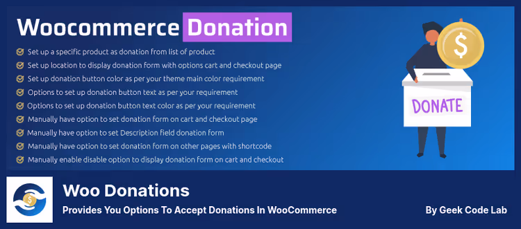 Woo Donations donation page in WooCommerce