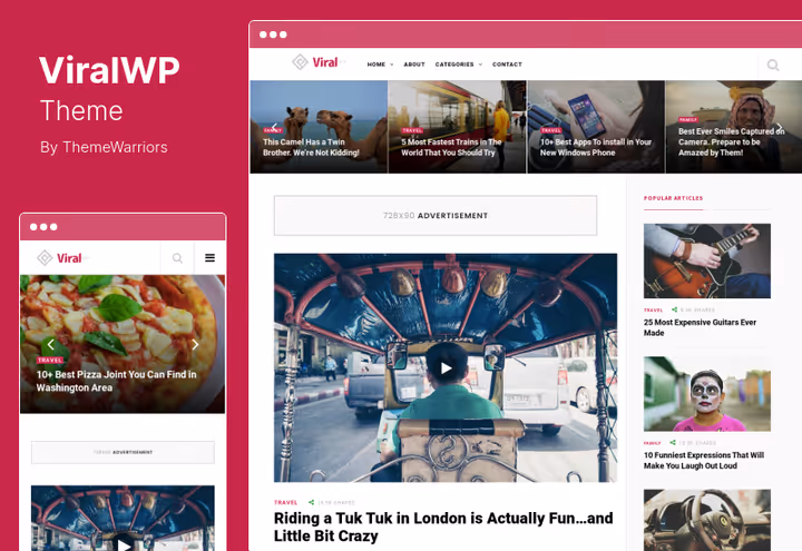 Skjermbilde av ViralWP-tema, budsjettvennlig viralt WordPress-tema