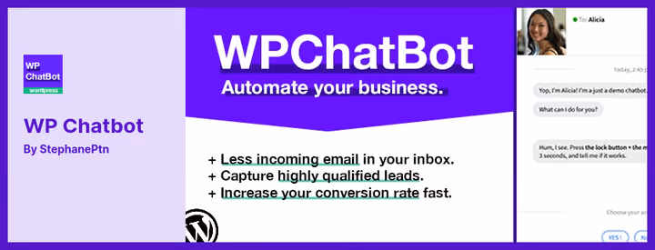 WP Chatbot builder interface for WordPress