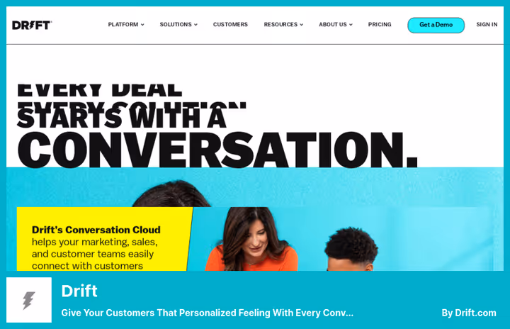 Drift live chat interface for B2B lead generation