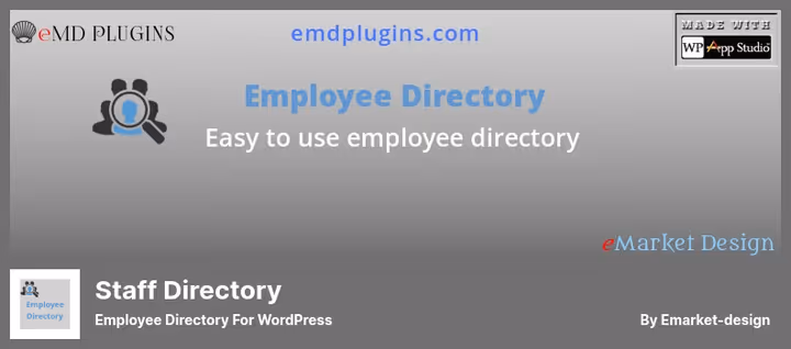 Карточка сотрудника с фото, должностью и поиском в Staff Directory