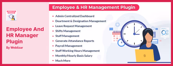 Панель управления сменами и посещаемостью в Employee and HR Manager Plugin