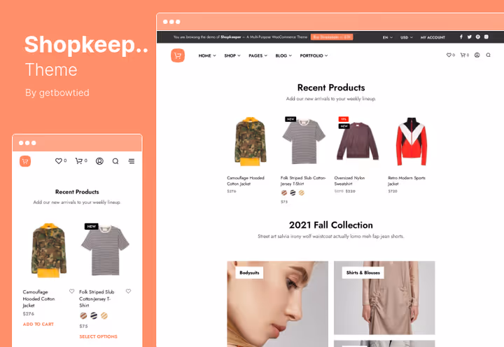 Shopkeeper theme for WooCommerce home page with product showcase