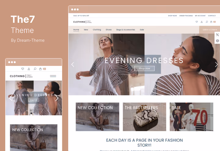 The7 theme demo landing for online store with product grid