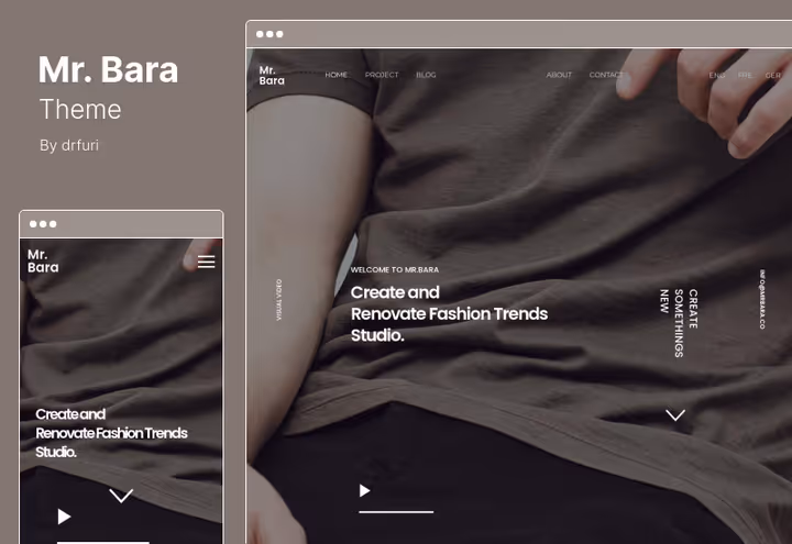 Mr.Bara theme showcase with furniture product categories