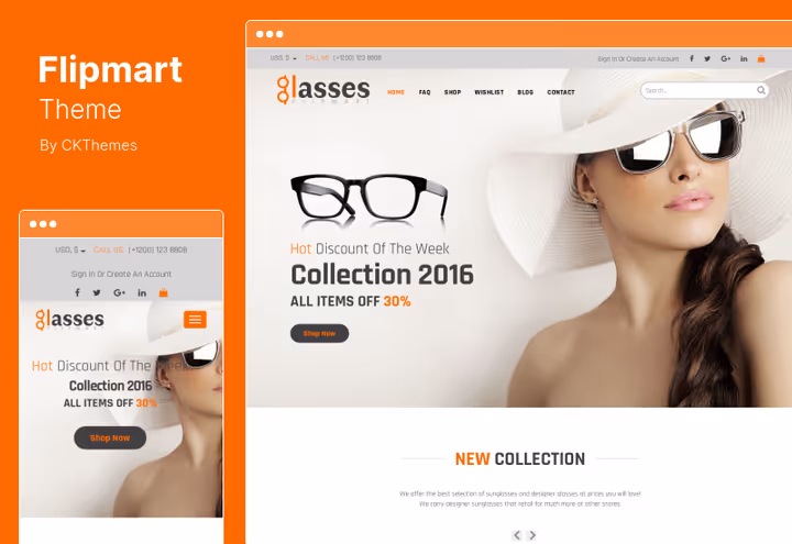 Online store showcase on Flipmart theme with product categories