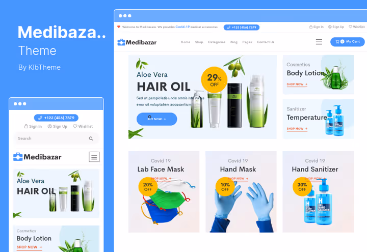 Medical online store home page Medibazar with products