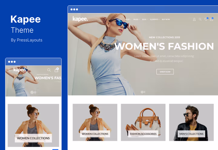 Fashion store showcase on Kapee theme with product grid